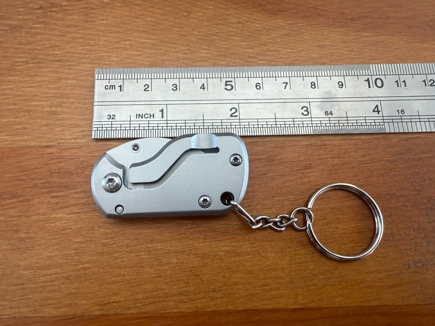 1.2" Stainless Steel Satin Curved Blade Keychain Mini Folding Knife Liner Lock