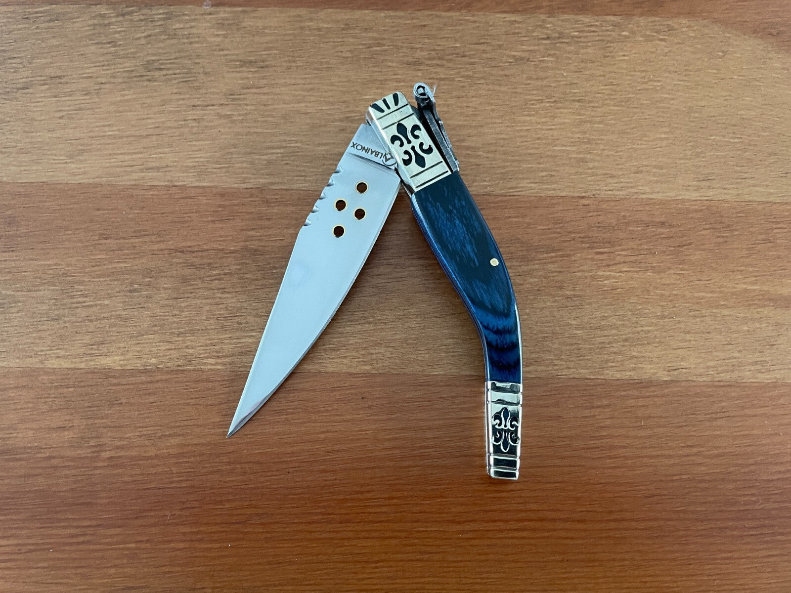 3.5" Luxury Navaja Pocket Knife Blue Stamina/Alpaca Handle Imported from Spain