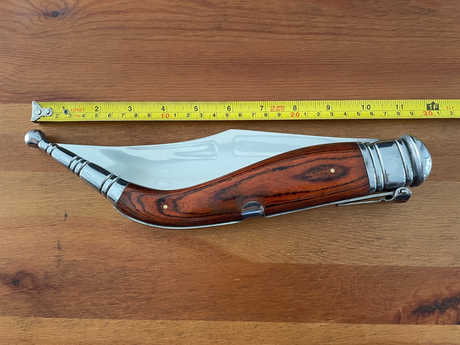 9" Blade Giant Navaja Sevillana Folding Knife Red Wood Scales w/ Ratchet - Spain