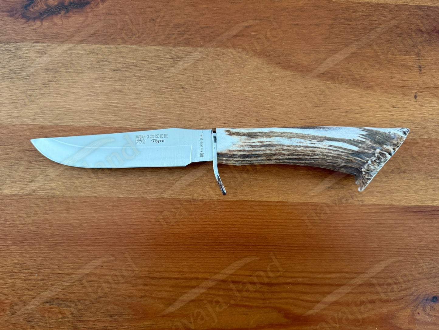 Joker Tigre Mountain Knife 5.51” MOVA Blade Stag Crown Handle Leather Sheath