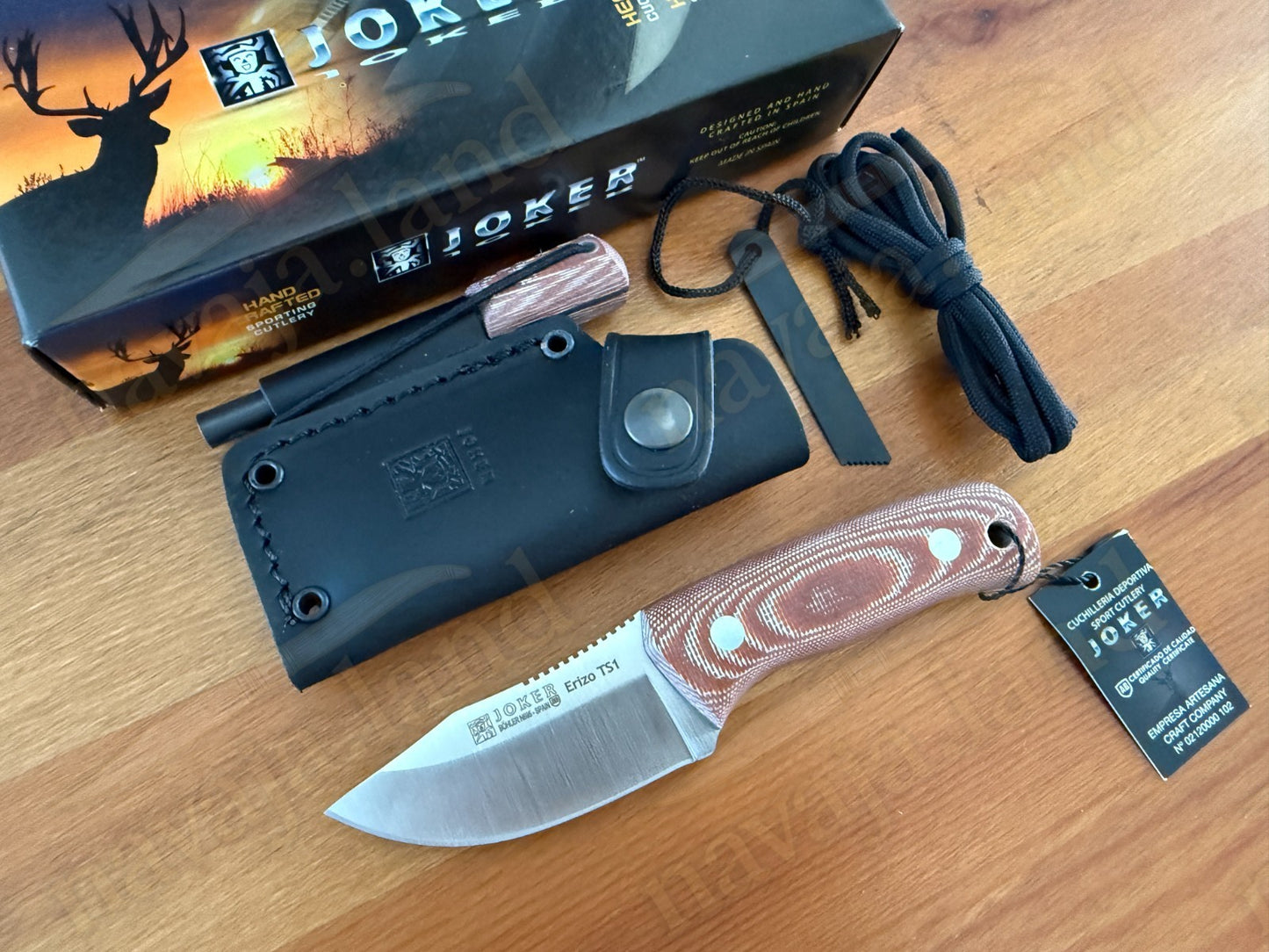 Joker Erizo TS1 3" Bohler N695 Steel Blade Fixed Knife Micarta Handle Leather