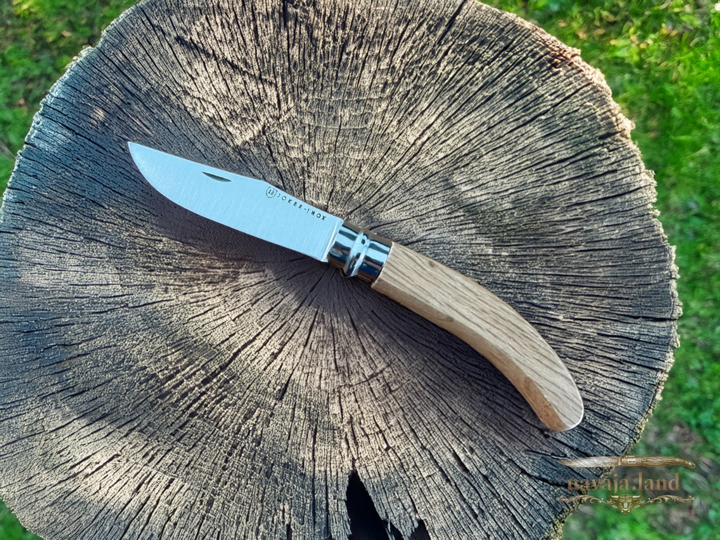 Oak Wood Handle Joker Folding Knife 8 cm (3.15 in) Blade with Viroblock Lock