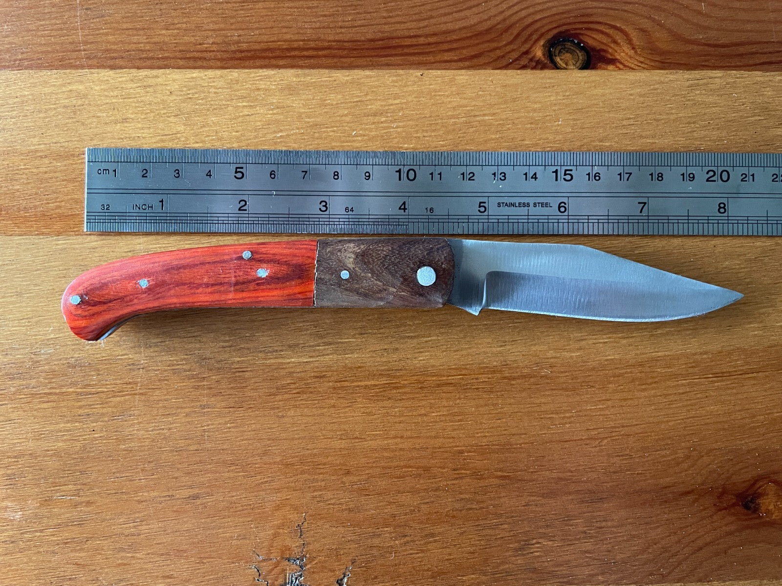 Pocket Knife 3.5” Stainless Steel Two Colors Wood Handle Made in Spain