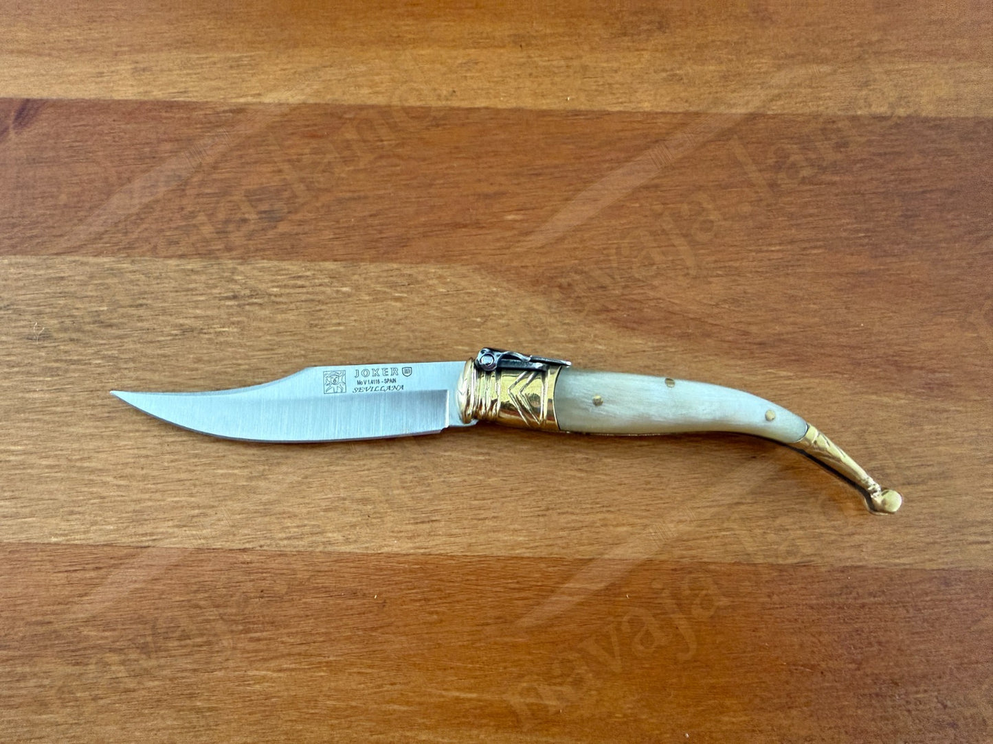 3” Navaja Joker Sevillana Knife Bull Horn Handle High Quality Handmade in Spain