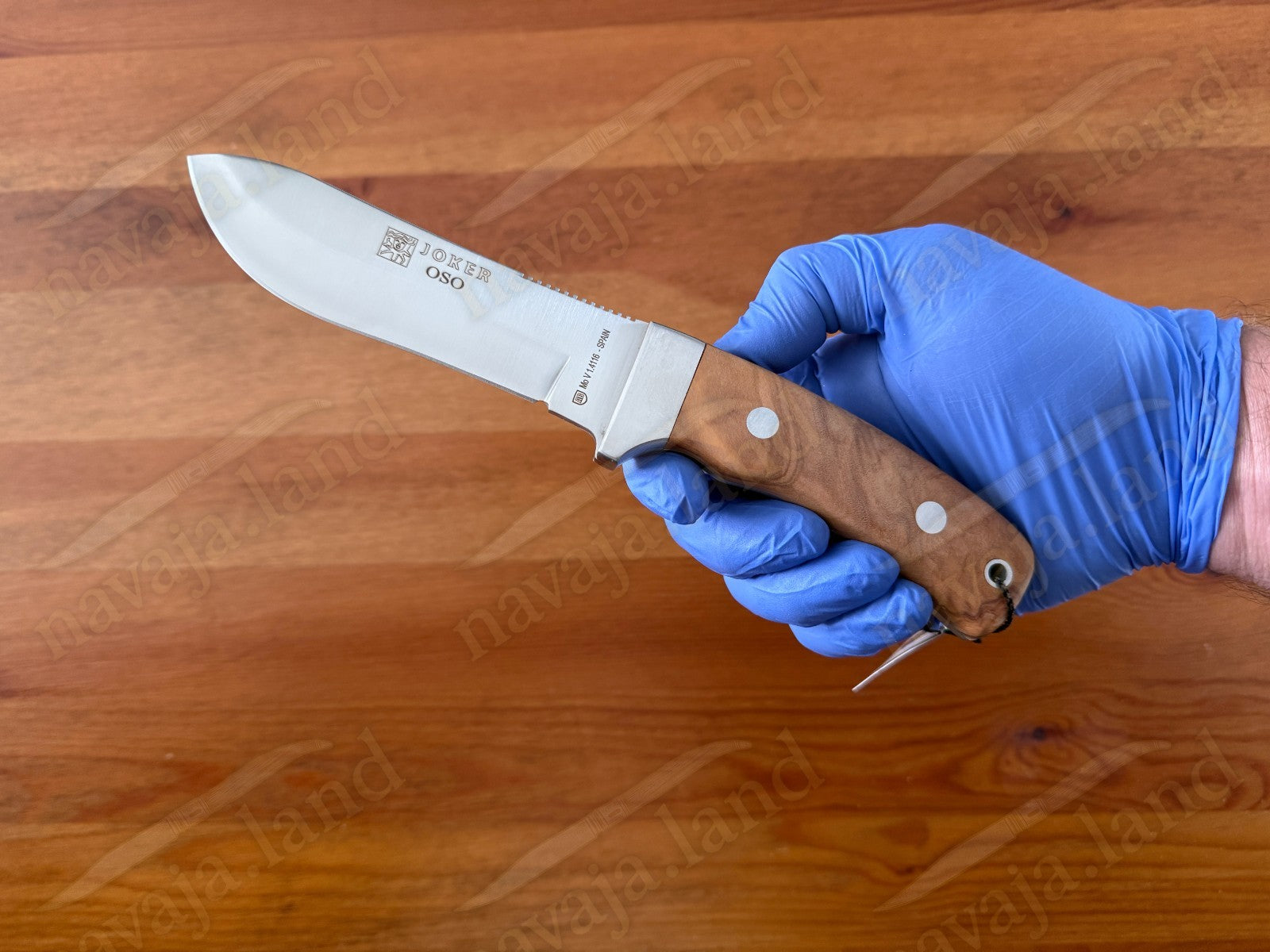 Joker Oso Outdoor Knife – 4.72" MOVA Blade | Olive Wood Handle | Leather Sheath