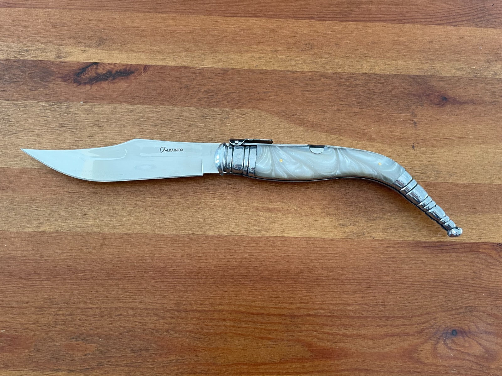 6.5" Spanish Navaja Sevillana Bandolera Pocket Knife Nacre Imitation w/ Ratchet