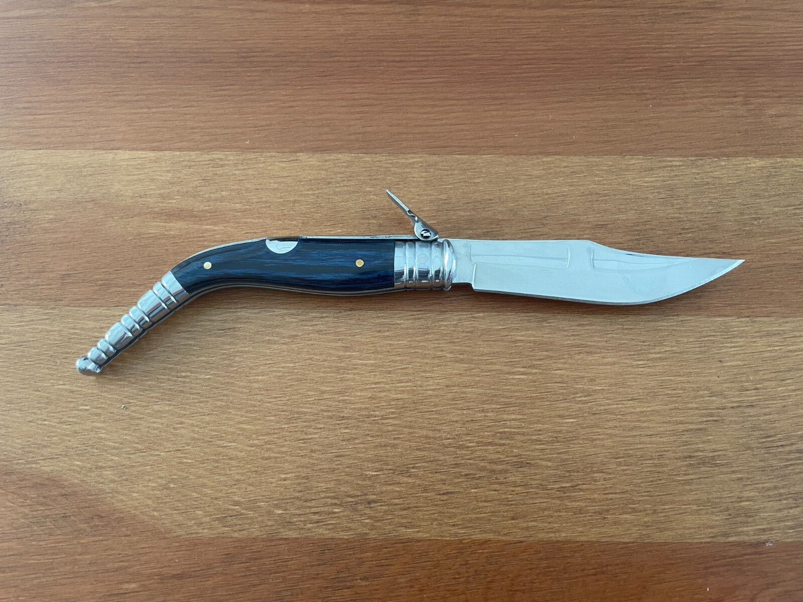 3.54" Blade Spanish Navaja Sevillana Pocket Knife Blue Wood Scales / Ratchet