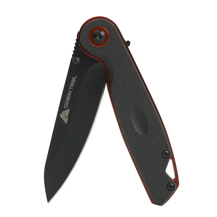 3" Blade Ozark Fathom Folding Knife 7" Open Black Polypropylene Handle