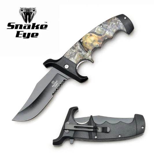 4" 3Cr13 Steel Clip Point Snake Eye Tactical Spring Assisted Folding Knife