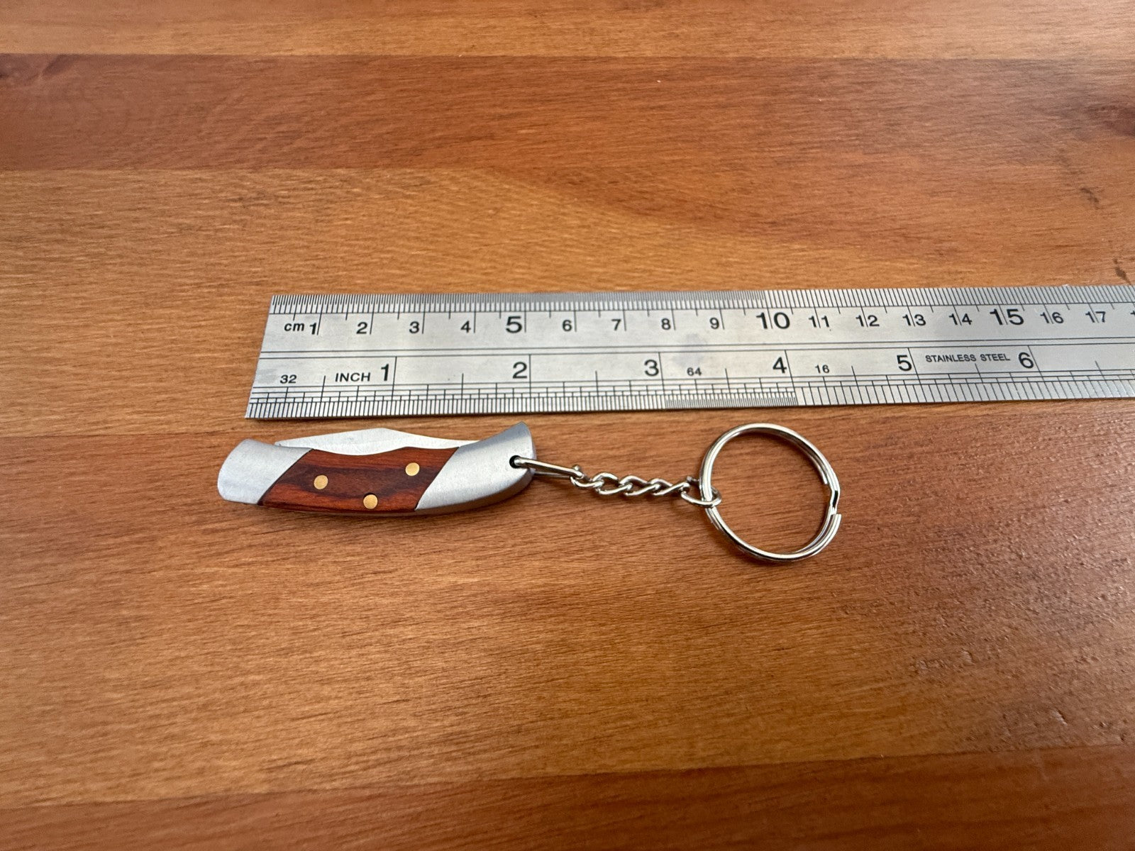 Keychain Mini Navaja 1.3" Stainless Steel Blade Slipjoint Wood Scales From Spain
