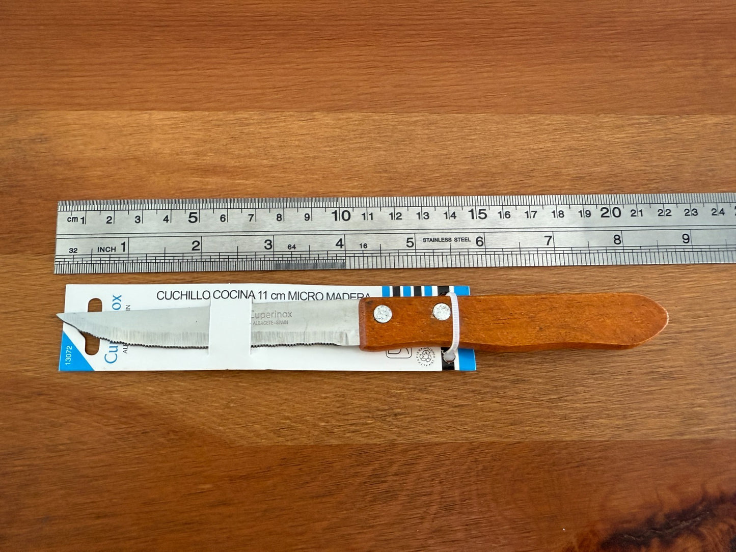 Cuperinox Kitchen Knife 4 in Micro Dented Blade with Wooden Handle From Spain