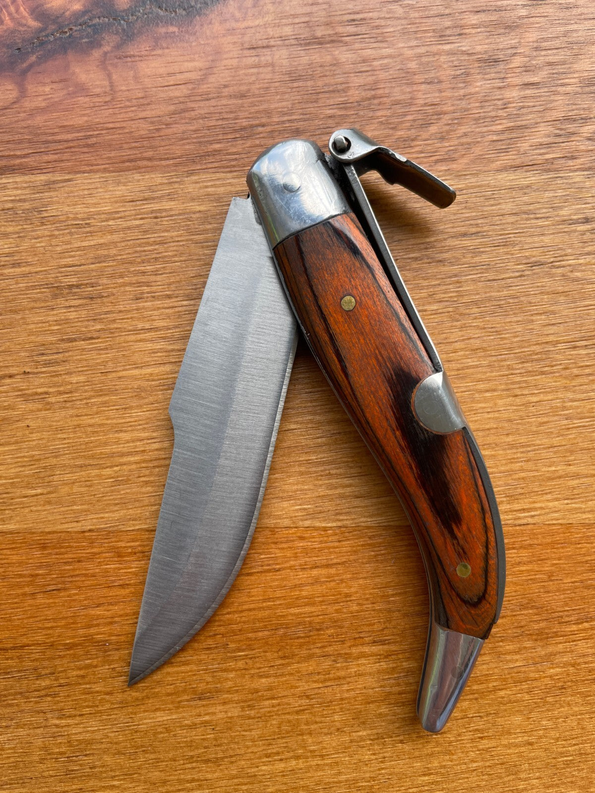 3.14” Spanish Navaja Teja Albacete Pocket Knife Red Wood Scales From Spain