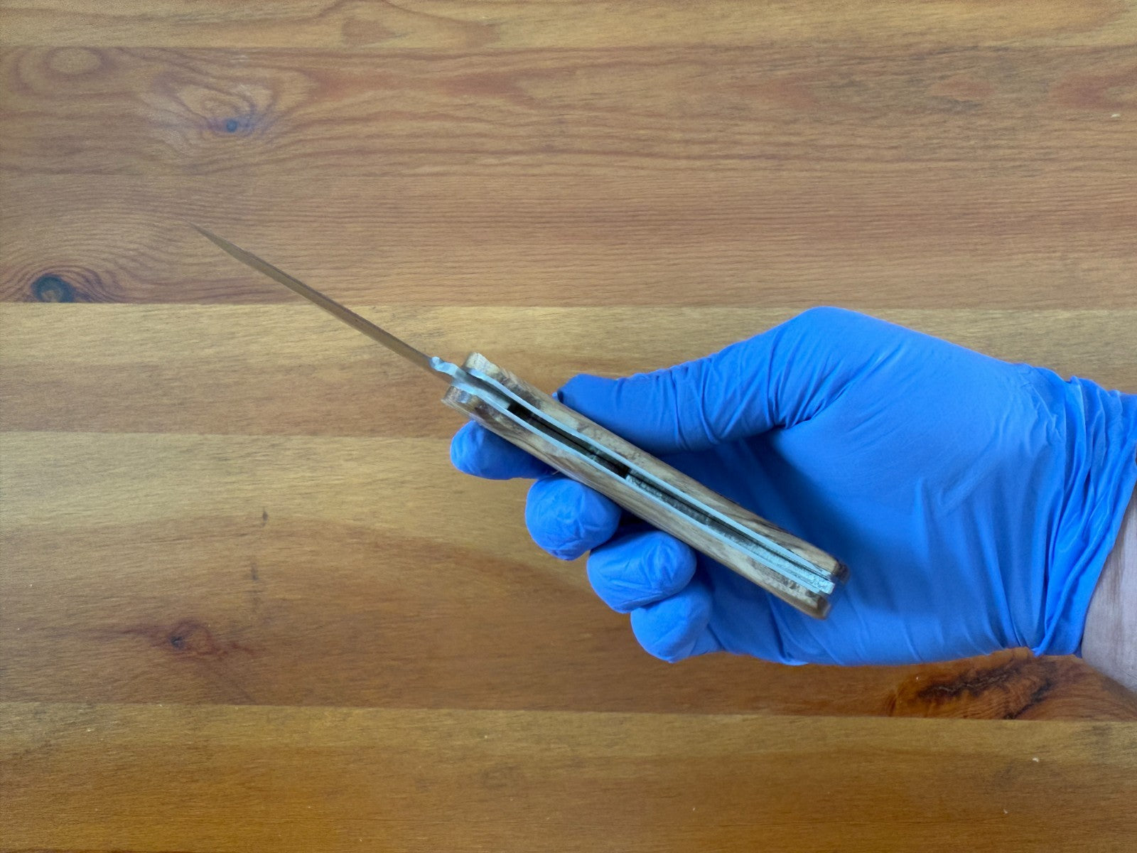 Sporting Folding Knife 7.8 cm 3 in Blade Zebrawood Handle Back Lock Lanyard Hole