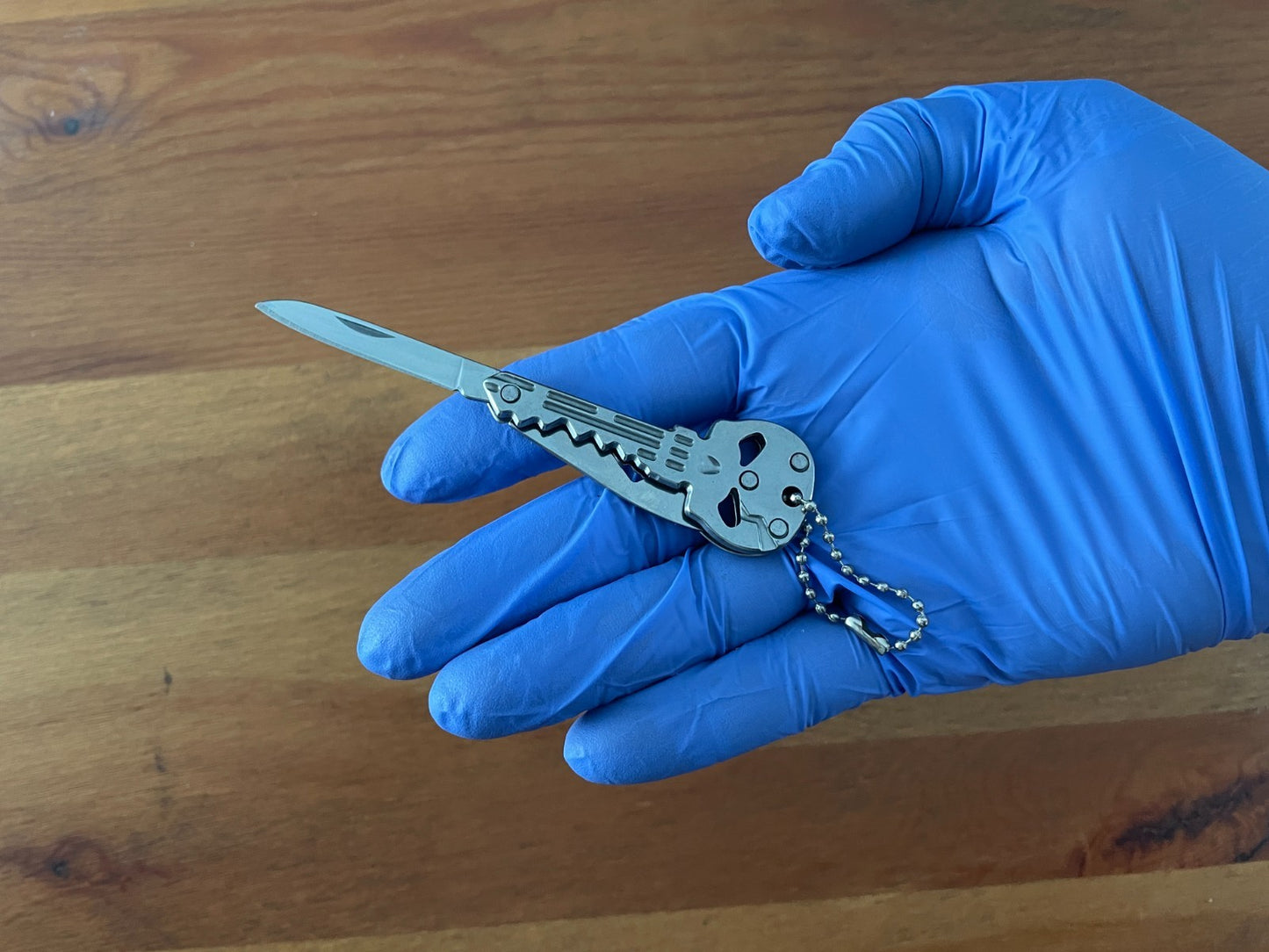 Skull Key Ring Knife 1.8-in Blade With Bottle Opener Polished Finish From Spain