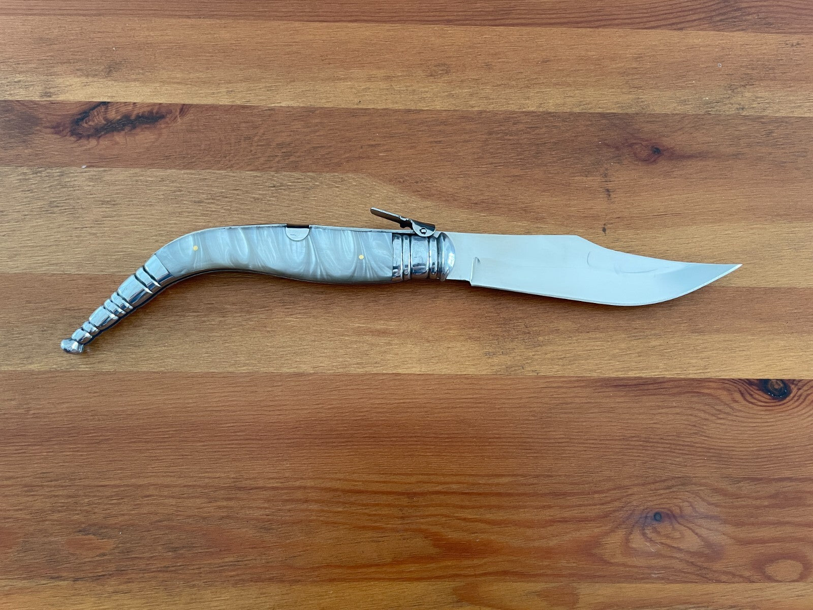 6.5" Spanish Navaja Sevillana Bandolera Pocket Knife Nacre Imitation w/ Ratchet