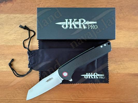 Folding Knife Carbon Fiber & G10 Handle - D2 Steel - 3.5" Blade Presentation Box