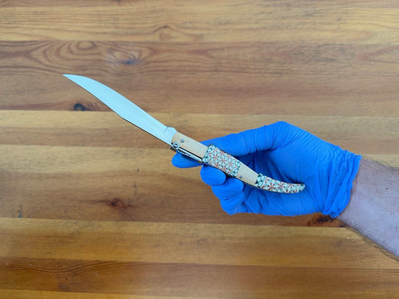 4.3" Arabian Style Spanish Navaja with Ratchet Pocket Knife Maple Wood Handle