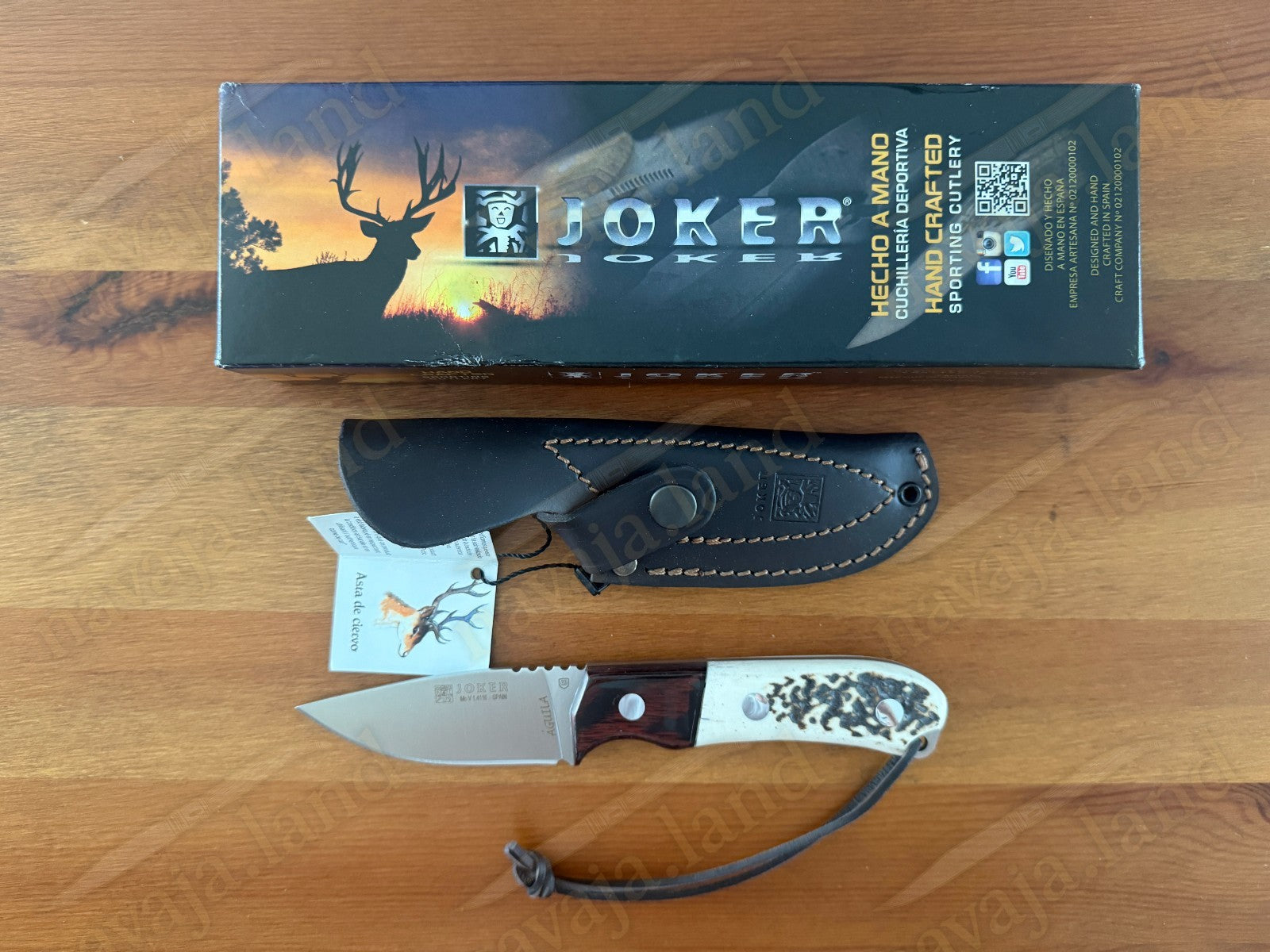 Joker Aguila Bushcraft Knife 3.34” MOVA Blade Deer Horn & Rosewood Handle