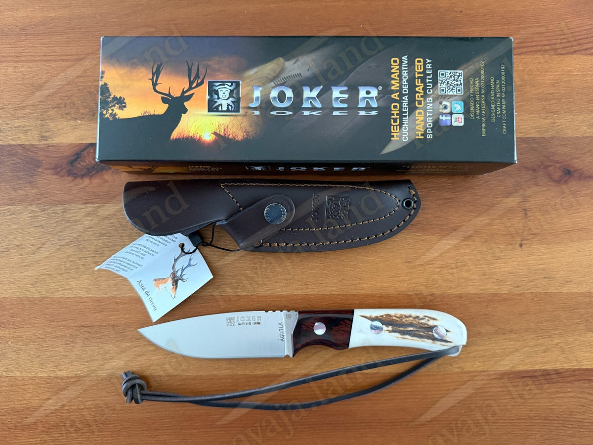 Joker Aguila Bushcraft Knife 3.34” MOVA Blade Deer Horn & Rosewood Handle