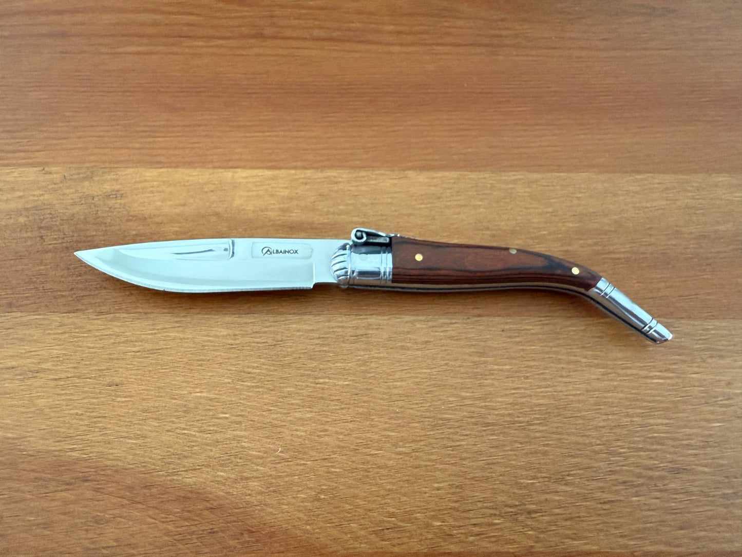3” Sevillana Style Navaja Pocket Knife Red Wood Scales From Spain - NO Ratchet