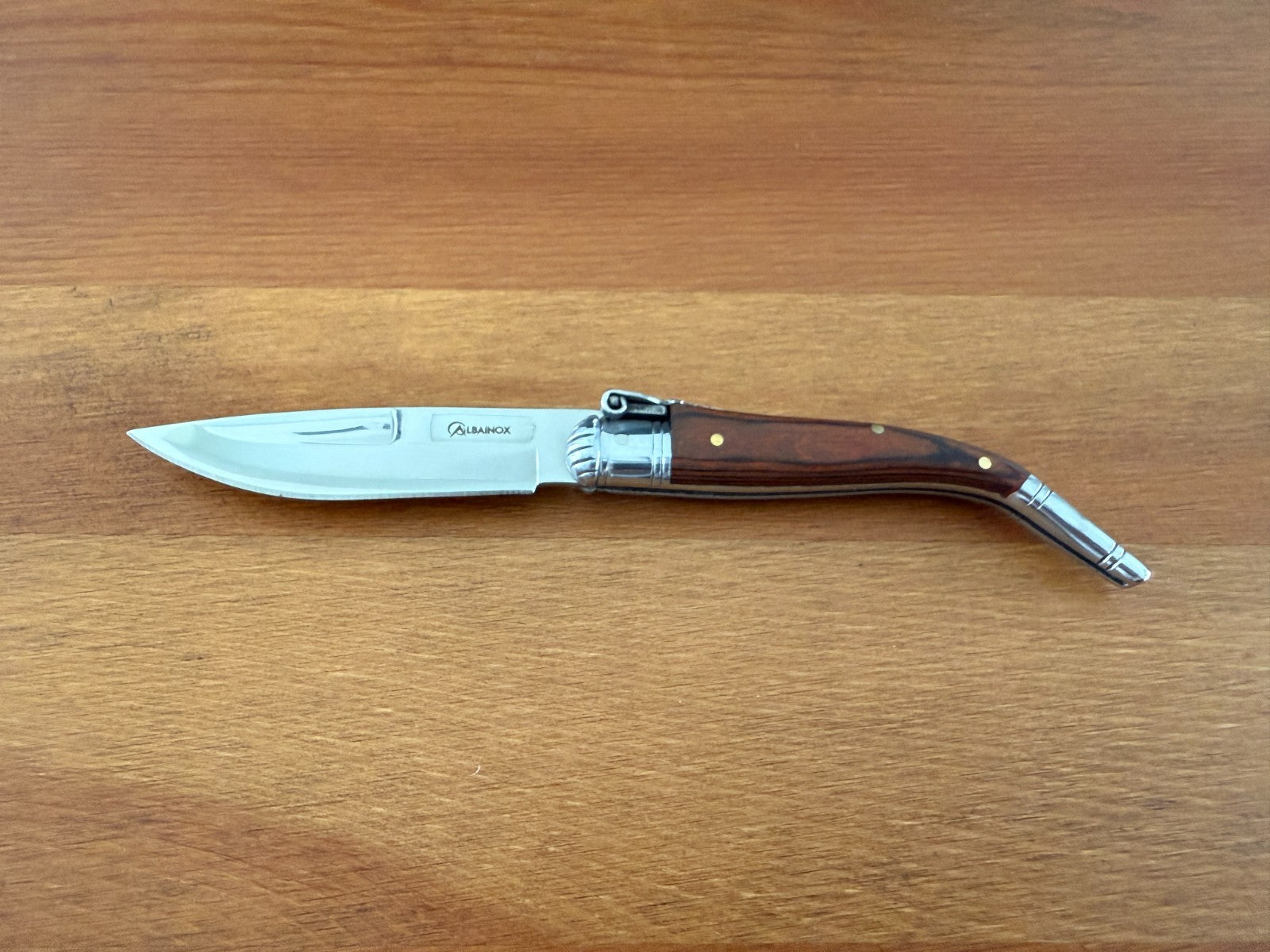 3” Sevillana Style Navaja Pocket Knife Red Wood Scales From Spain - NO Ratchet
