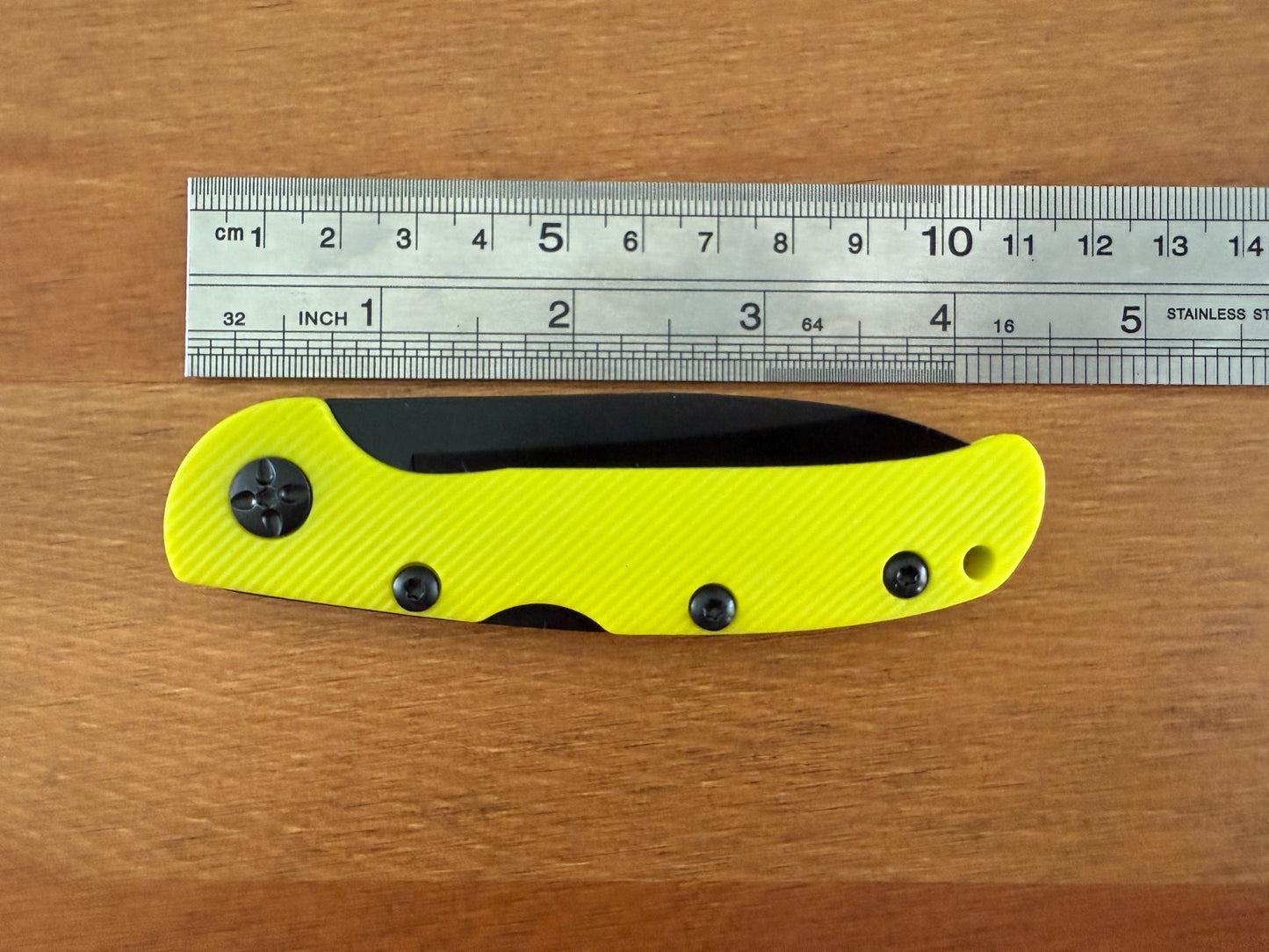 3.15" 420 Steel Blade Finished in Black - Yellow Nylon Fiber Handle Lightweight