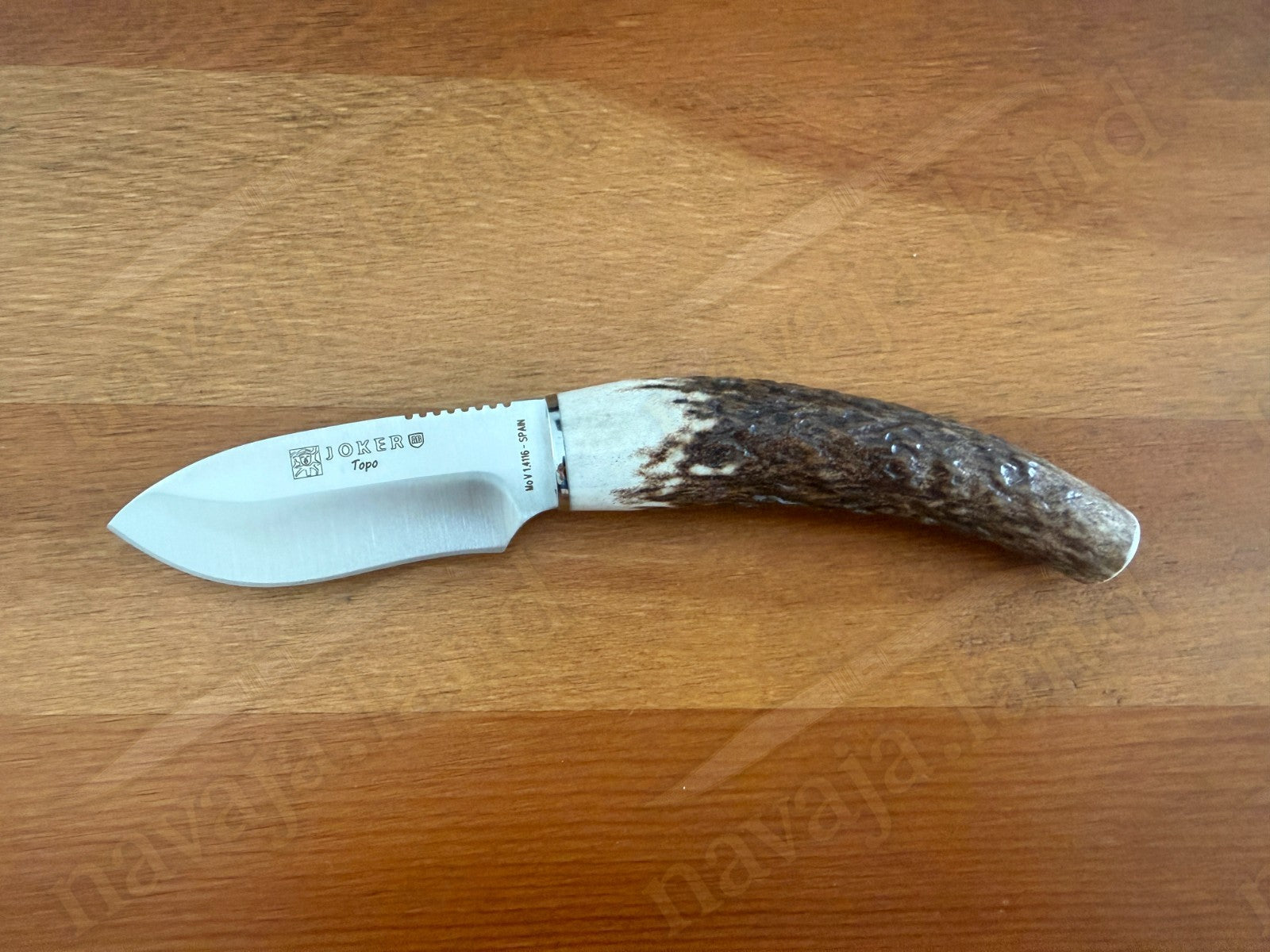 Joker Topo Hunting Knife Genuine Deer Horn Handle Leather Sheath Handmade Spain