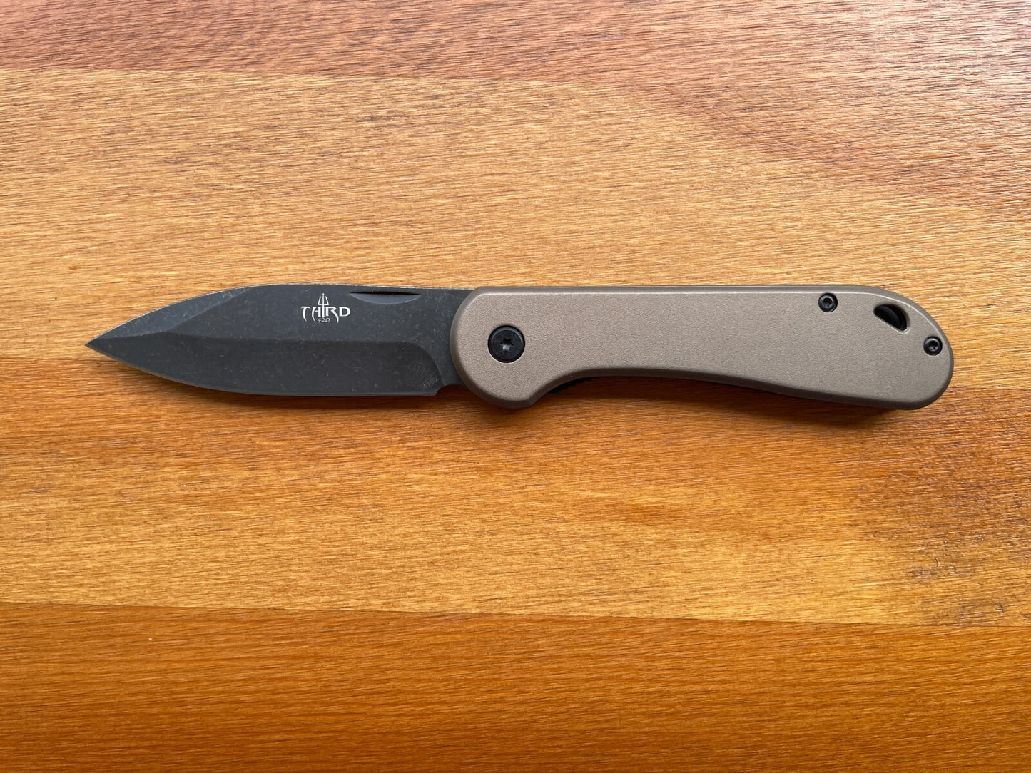 3" 420 Steel Blade Finished in Stone Brown Aluminum Handle Liner Lock From Spain