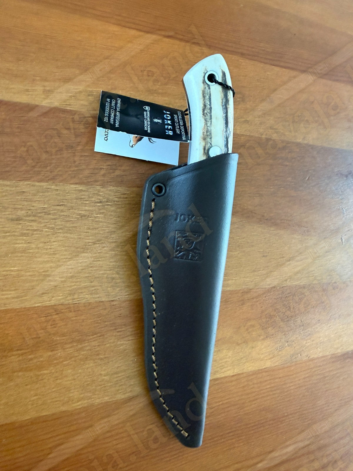 Joker Pantera Fixed Knife 3.7” MOVA Blade 🦌 Deer Antler Handle Leather Sheath