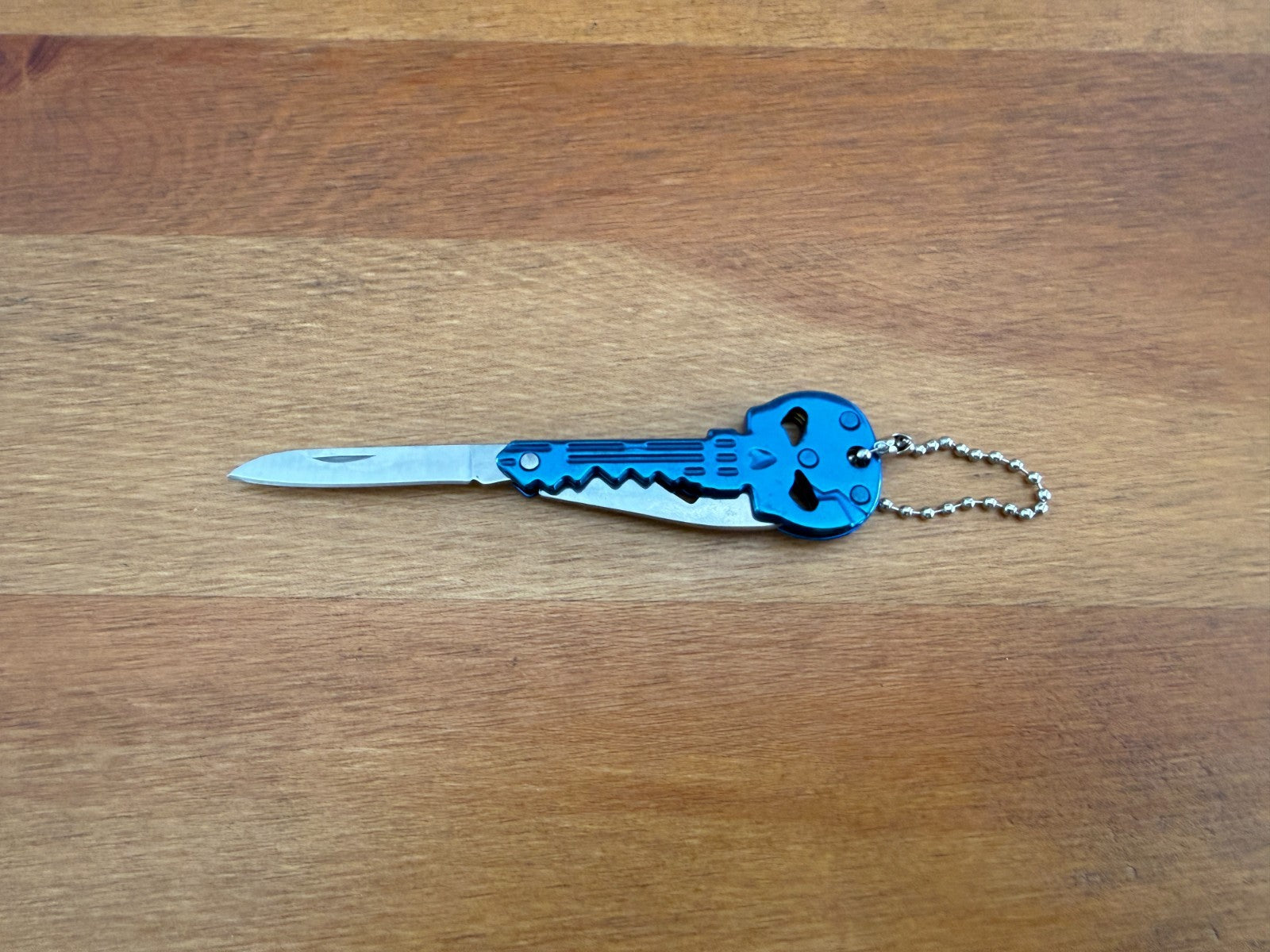 Titanium Blue Finish Skull Key Ring Knife 1.8-in Blade With Bottle Opener  Spain