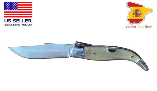 3.14” Spanish Navaja Pocket Knife Bull Horn Scales Handmade Unique - USA Seller