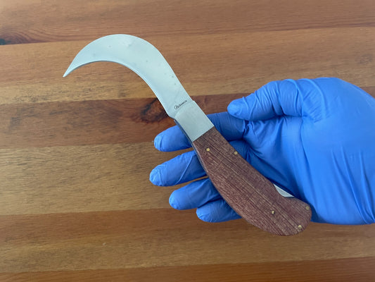3.14" Hawkbill Tranchete Pocket Knife Wood Handle with Lockback From Spain