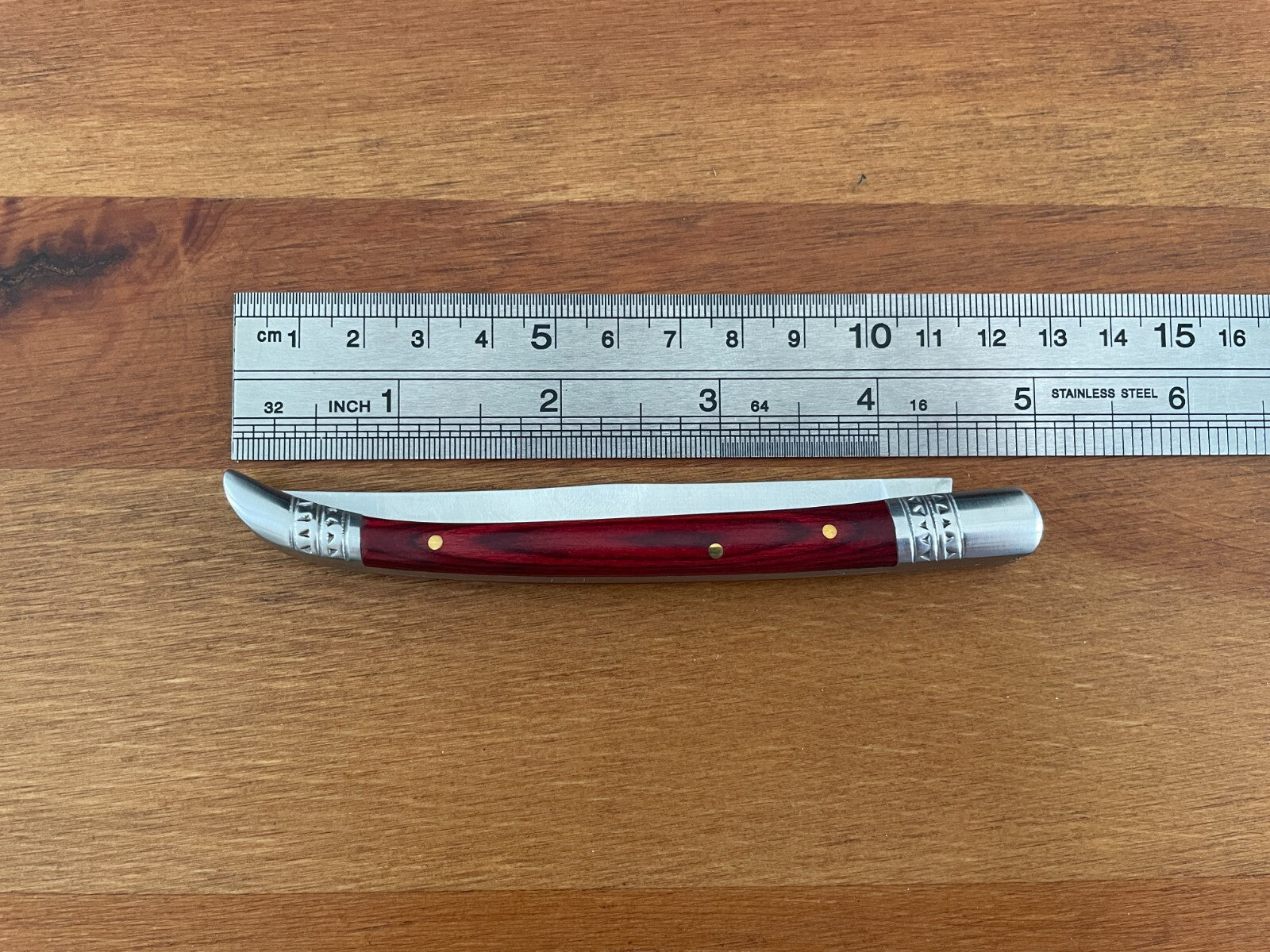 4.1" Estilete Spanish Navaja Folding Pocket Knife Red Stamina Wood Handle