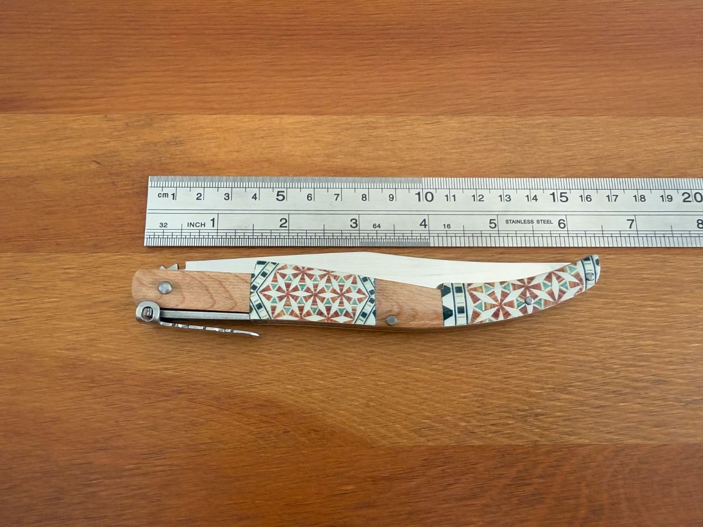 5" Arabian Style Spanish Navaja with Ratchet Pocket Knife Maple Wood Handle