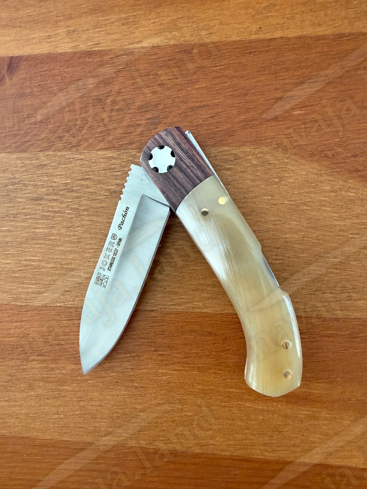 Joker Pachón Folding Knife – Bull Horn & Wood Handle - 3.1" Sandvik 12C27 Blade
