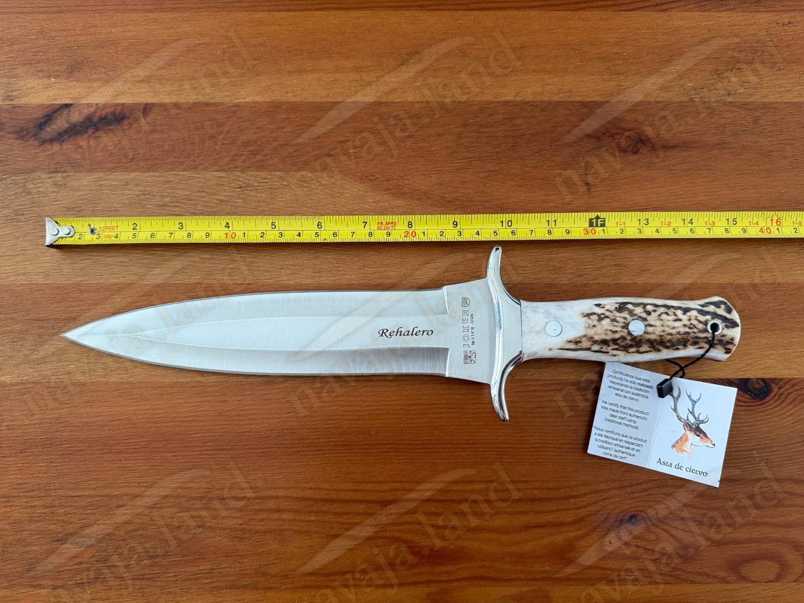 Joker Rehalero Hunting Knife 9.44” MOVA Blade Deer Horn Handle Leather Sheath
