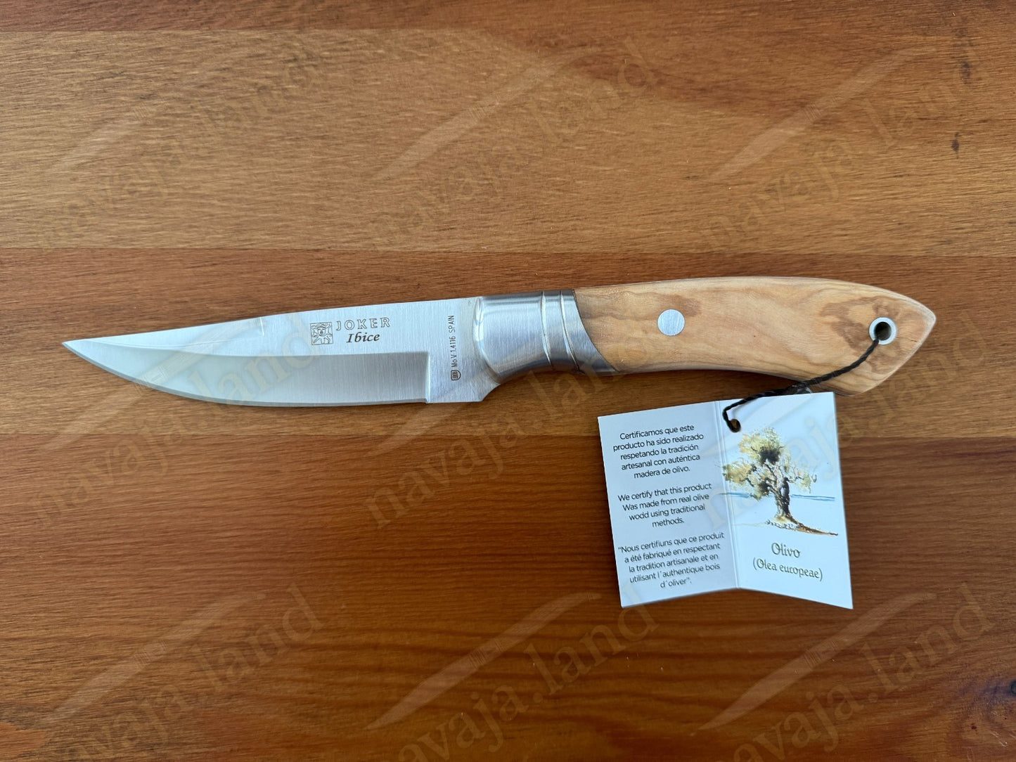 Joker Ibice Hunting Knife 4.72” MOVA Blade | Olive Wood Handle | Leather Sheath