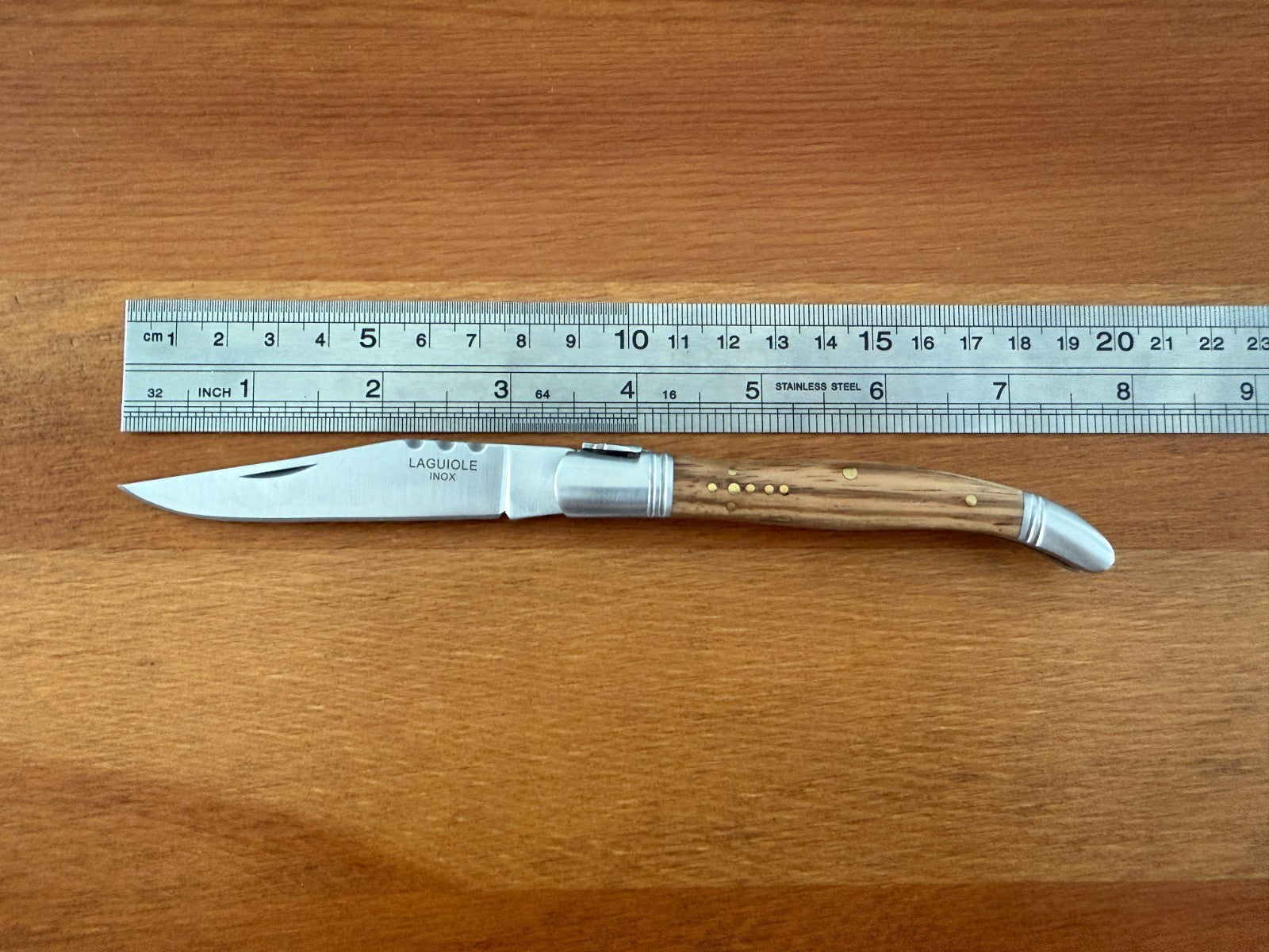 3.34” Stainless Steel Blade Navaja Laguiole Inox Pocket Knife Olive Wood Scales