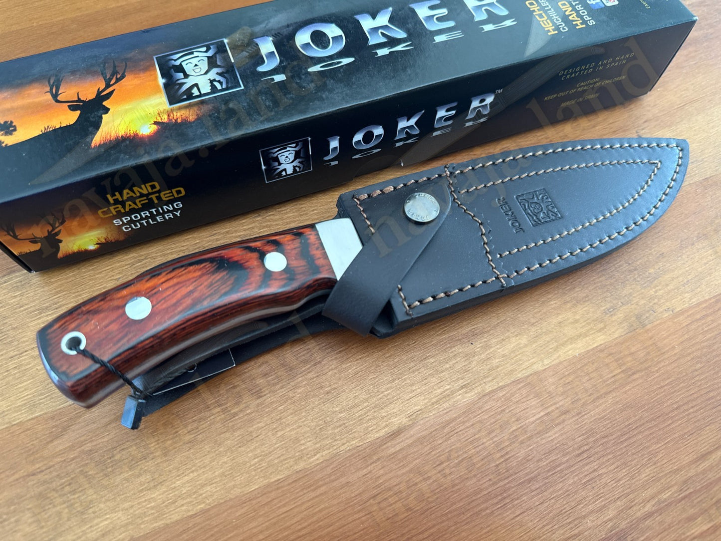 Joker Gamo Fixed Blade Hunting Knife 6.10" Mova 1.4116 Steel Red Wood Handle