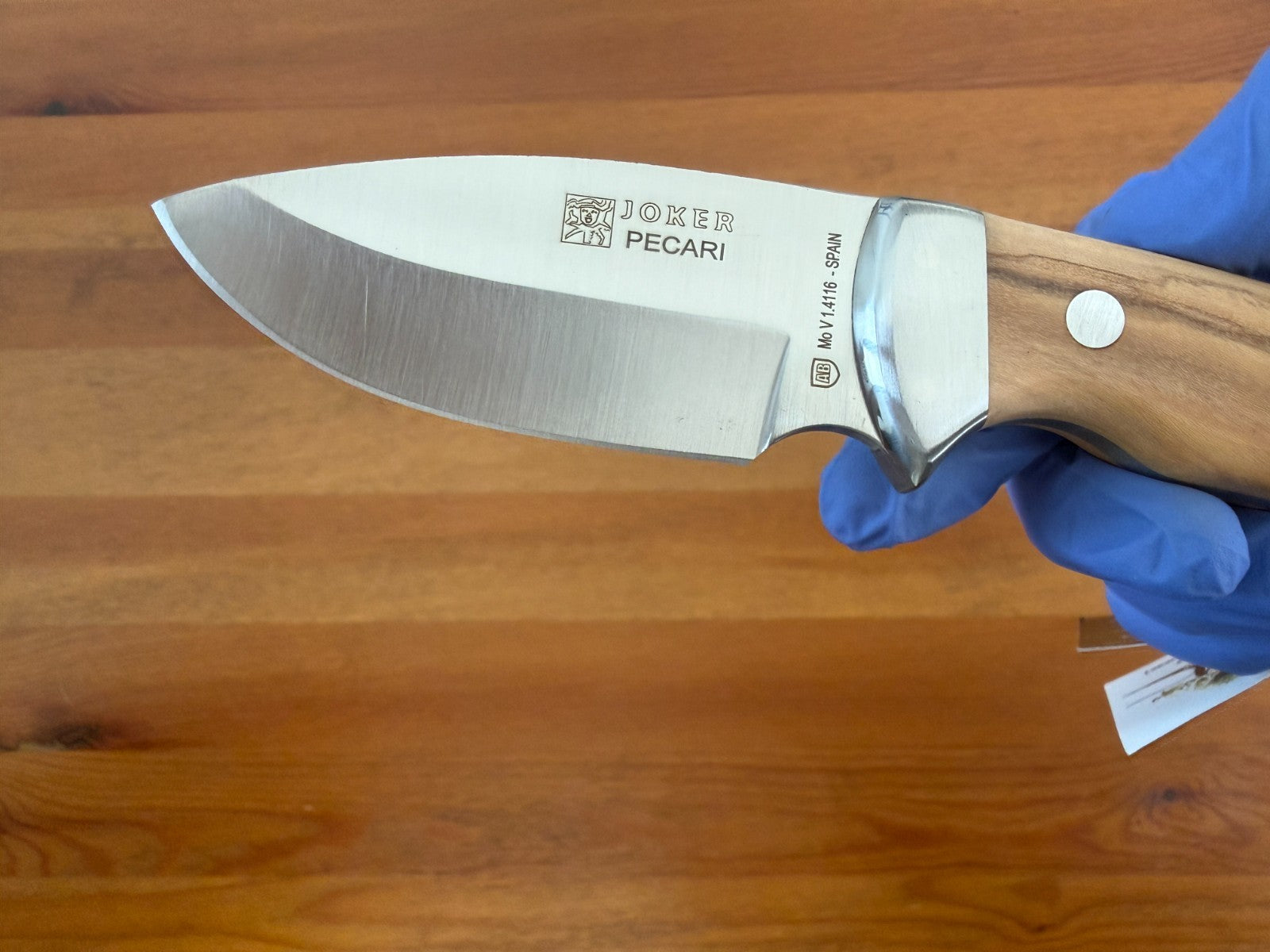 Joker Pecari Knife Olive Wood Handle Black Leather Sheath Handmade Spain