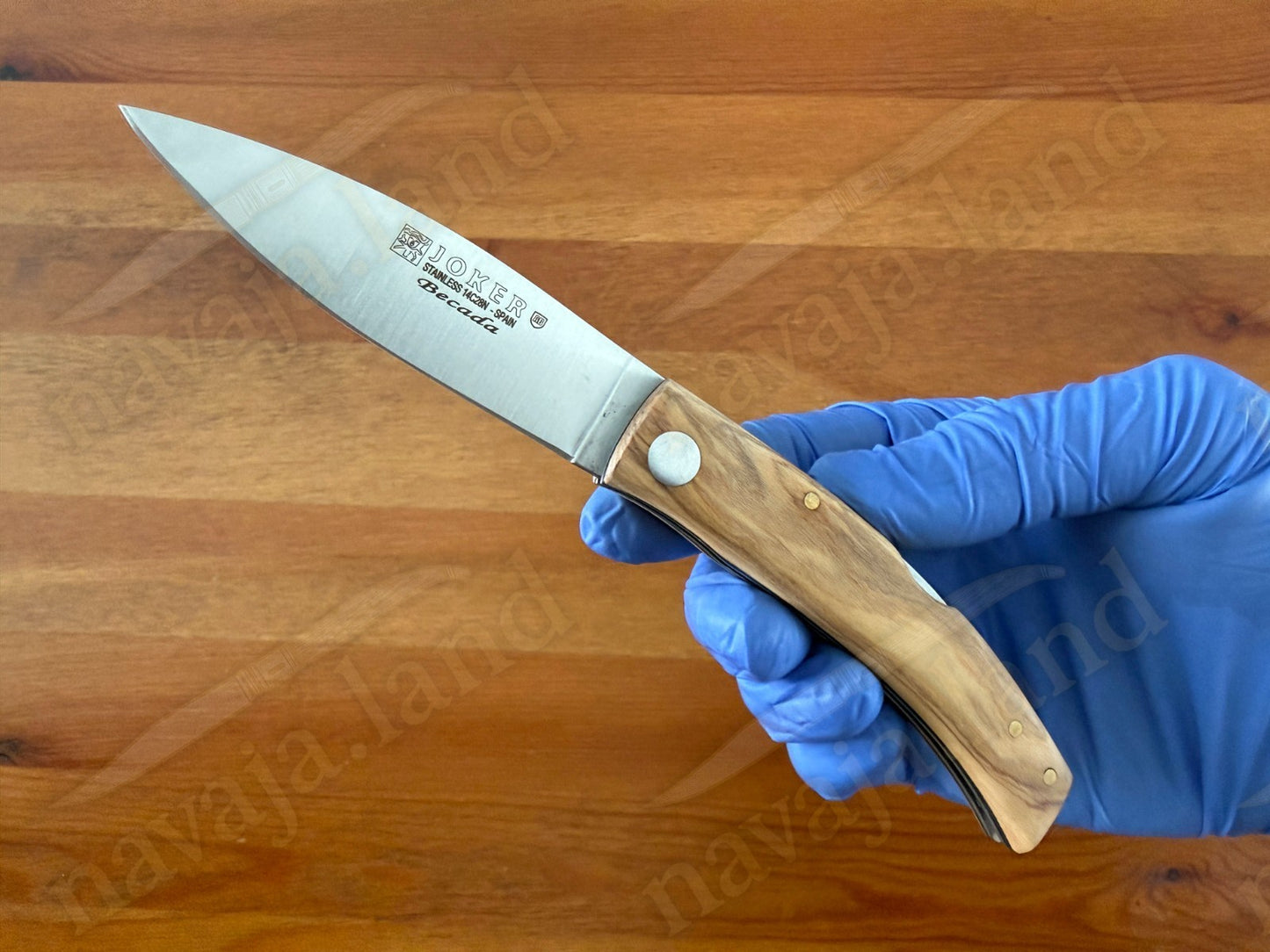 Joker BECADA Knife – 3.15” Sandvik 14C28N Blade | Olive Wood | Leather Sheath