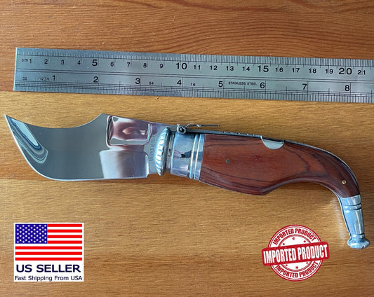 3.5” Spanish navaja lengua vaca pocket knife wood handle handmade - USA seller