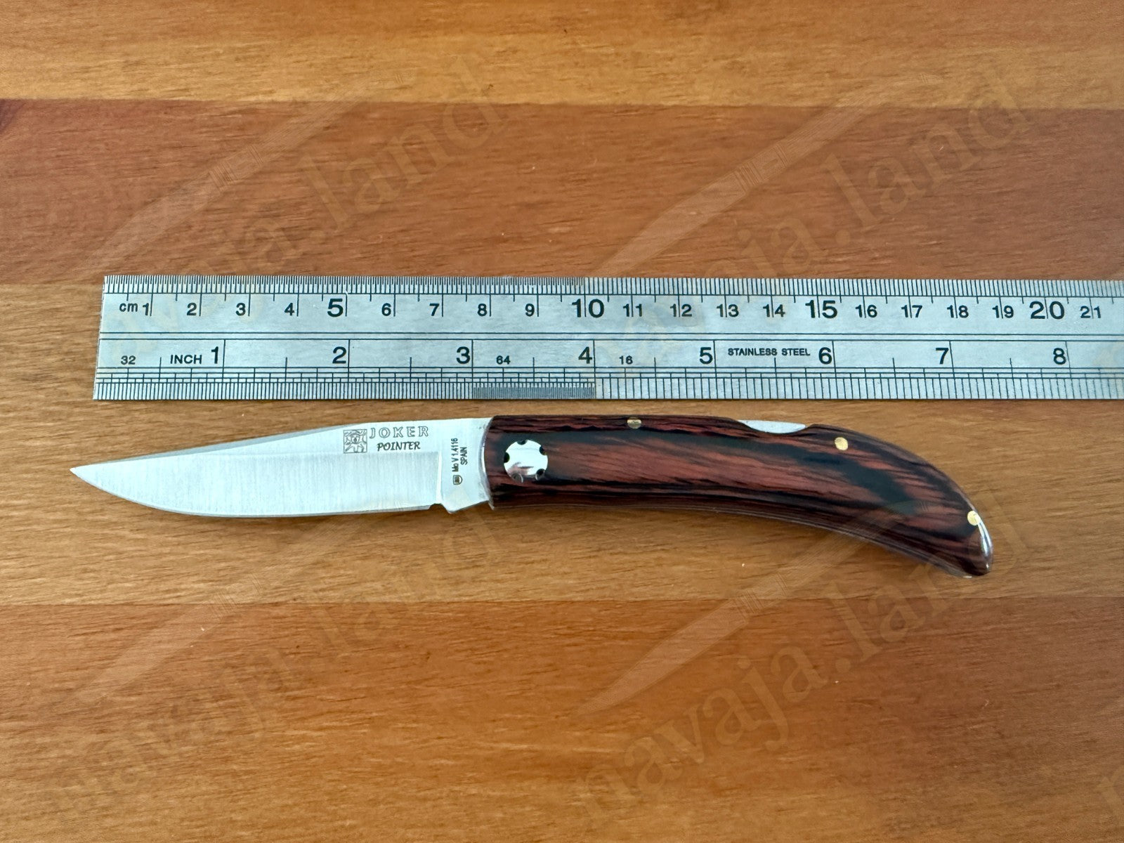3.15” Joker Pointer Camping Folding Knife (Red Wood Handle) Handmade in Spain