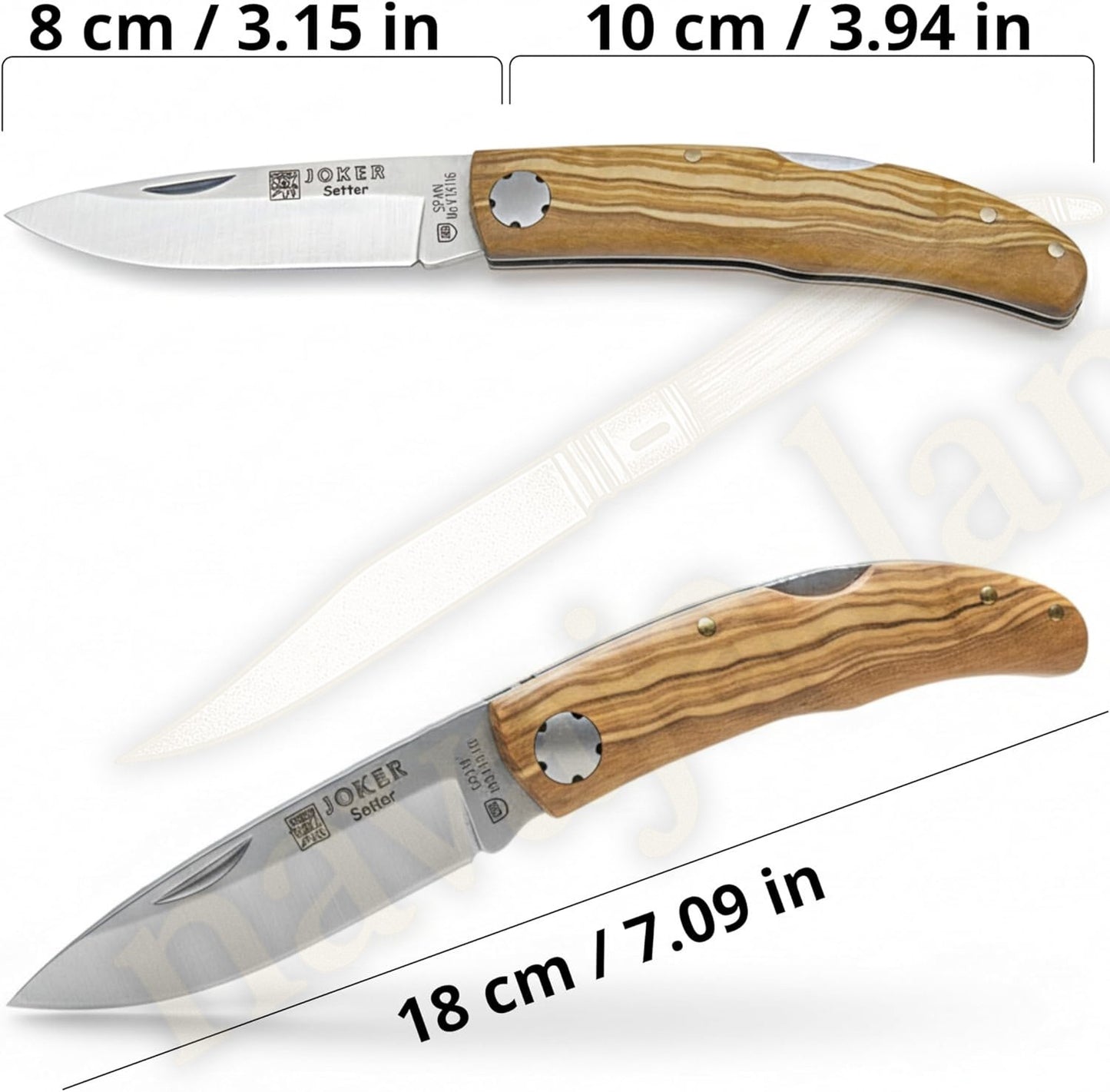3.15” Joker Setter Bushcraft Folding Knife (Olive Wood Handle) Handmade Spain