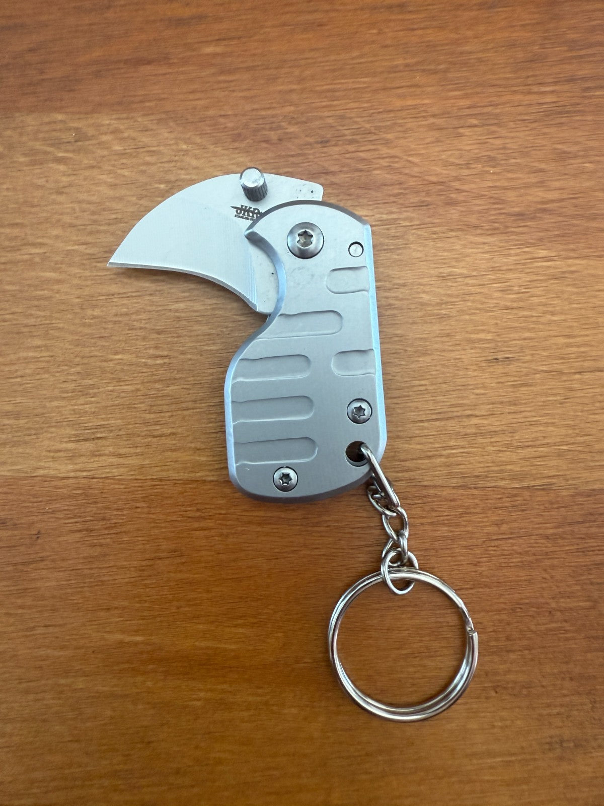 1.2" Stainless Steel Satin Curved Blade Keychain Mini Folding Knife Liner Lock