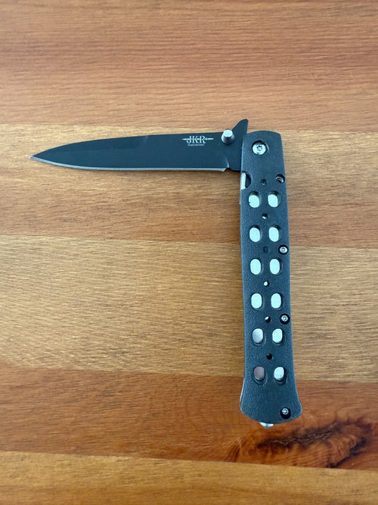 3.9" Stainless Steel Blade Stiletto Pocket Knife Aluminum Handle Nylon Sheath