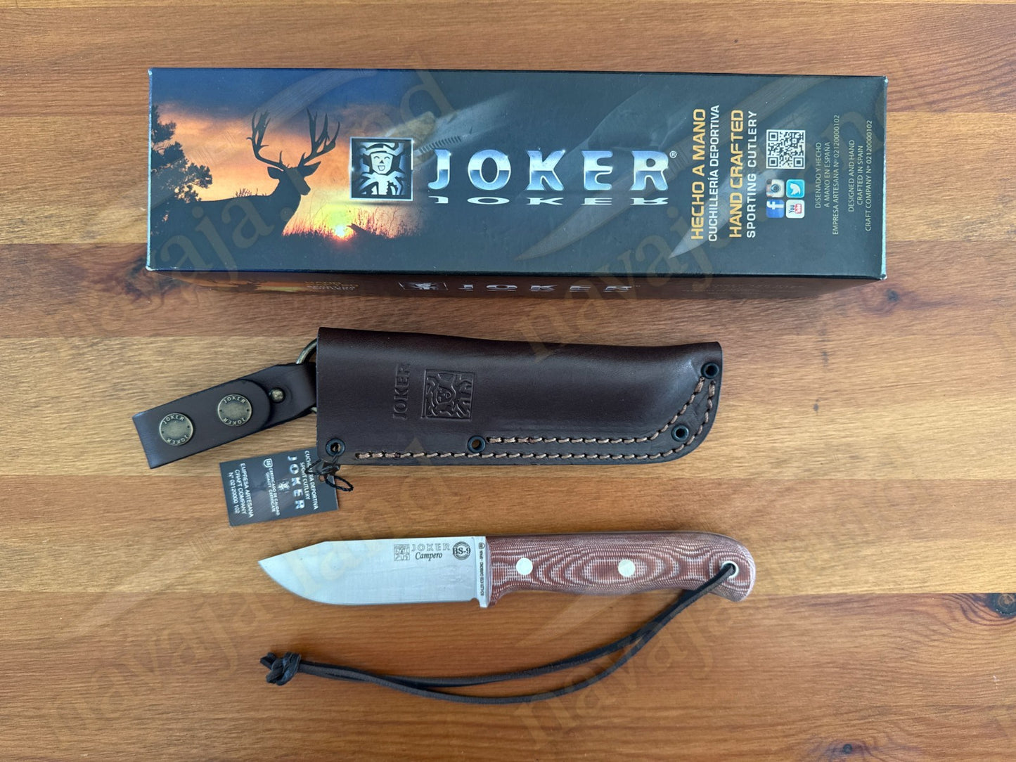 Joker Campero Fixed Knife 4.13" Full Tang K720 Carbon Steel Blade Micarta Handle