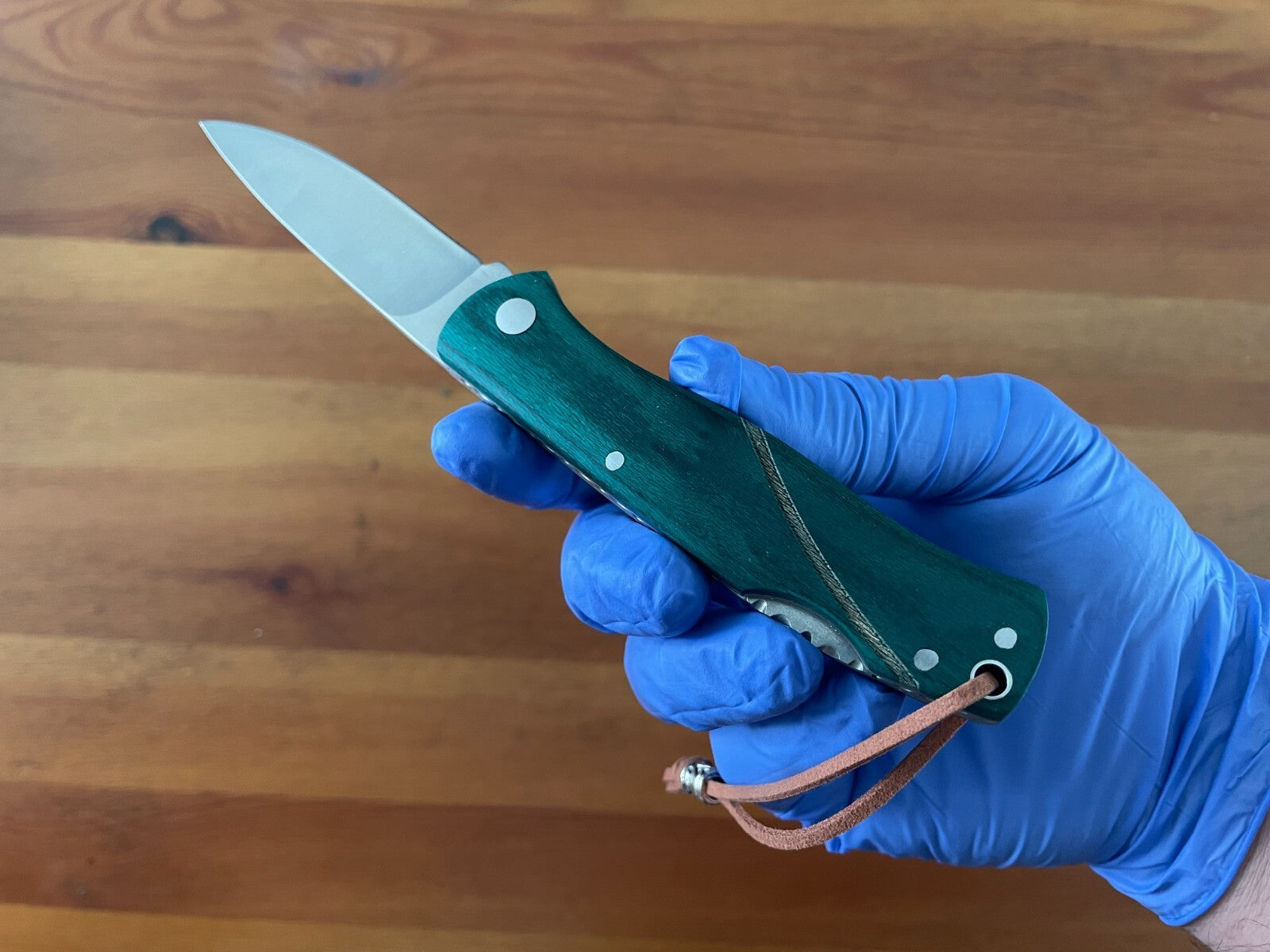 3.15" Stainless Steel Spanish Navaja Pocket Knife Green Stamina Wood Scales