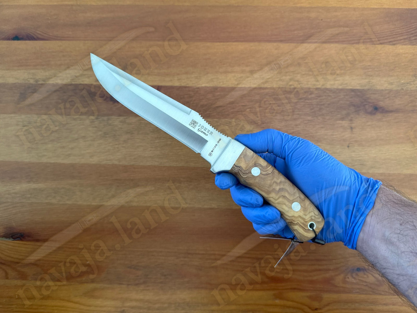 Joker Gamo Fixed Blade Hunting Knife 6.10" Mova 1.4116 Steel Olive Wood Handle