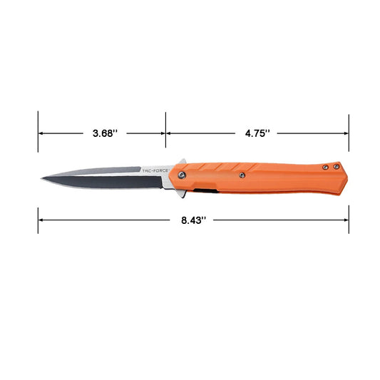 Tac-Force Spring Assisted Knife 3.68" Two-Tone Stainless Spear Blade ORANGE